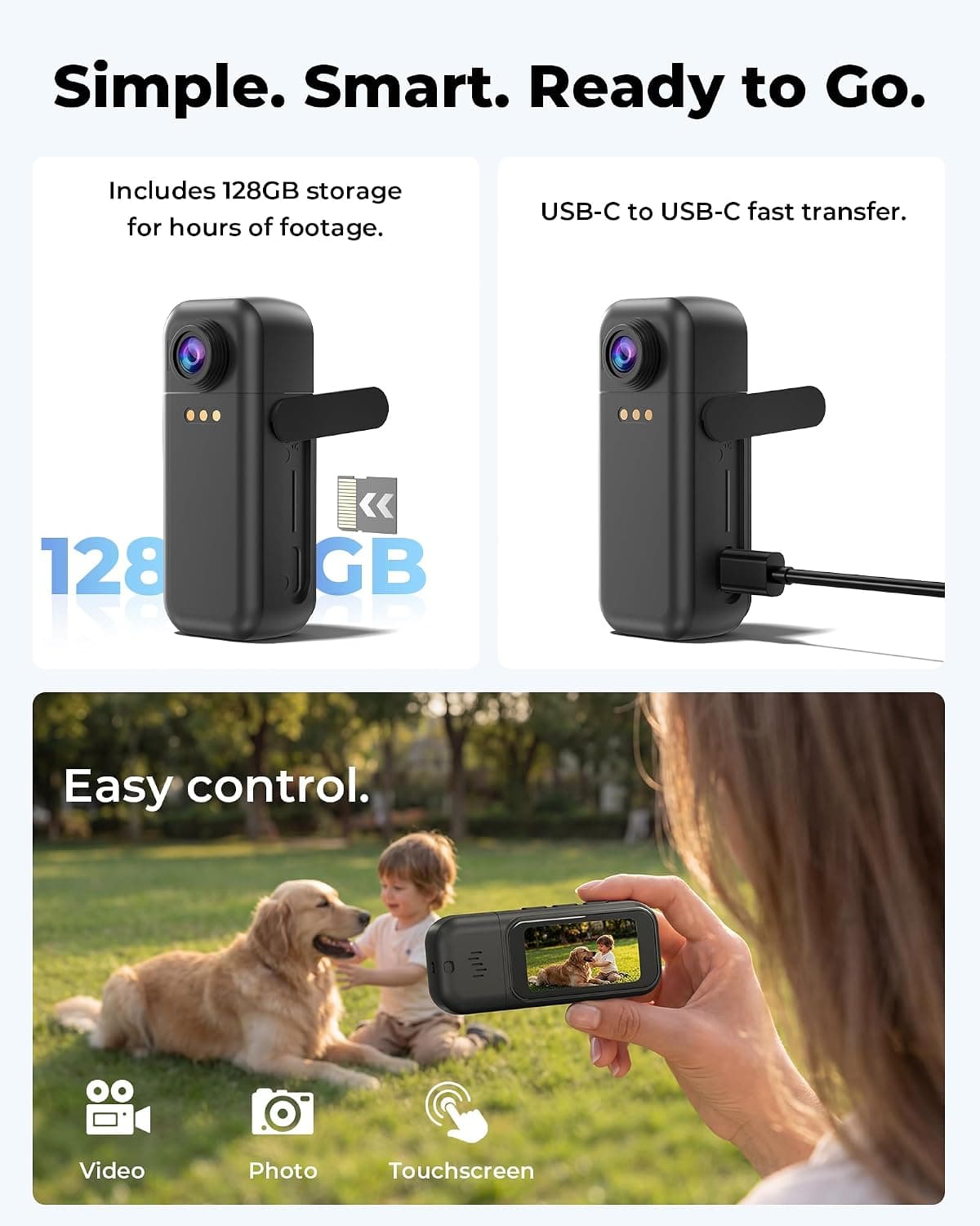 Mini POV Body Action Camera 4K 30FPS Ultra HD with EIS 3.0 6-Axis Stabilization, 1.5 Inch HD Screen, 128GB Memory Card and 150 Min Battery Life — 3 of 5