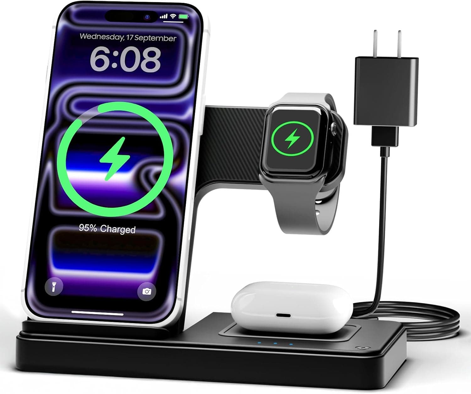 GETPALS 3-in-1 Wireless Charger for iPhone and Apple Watch