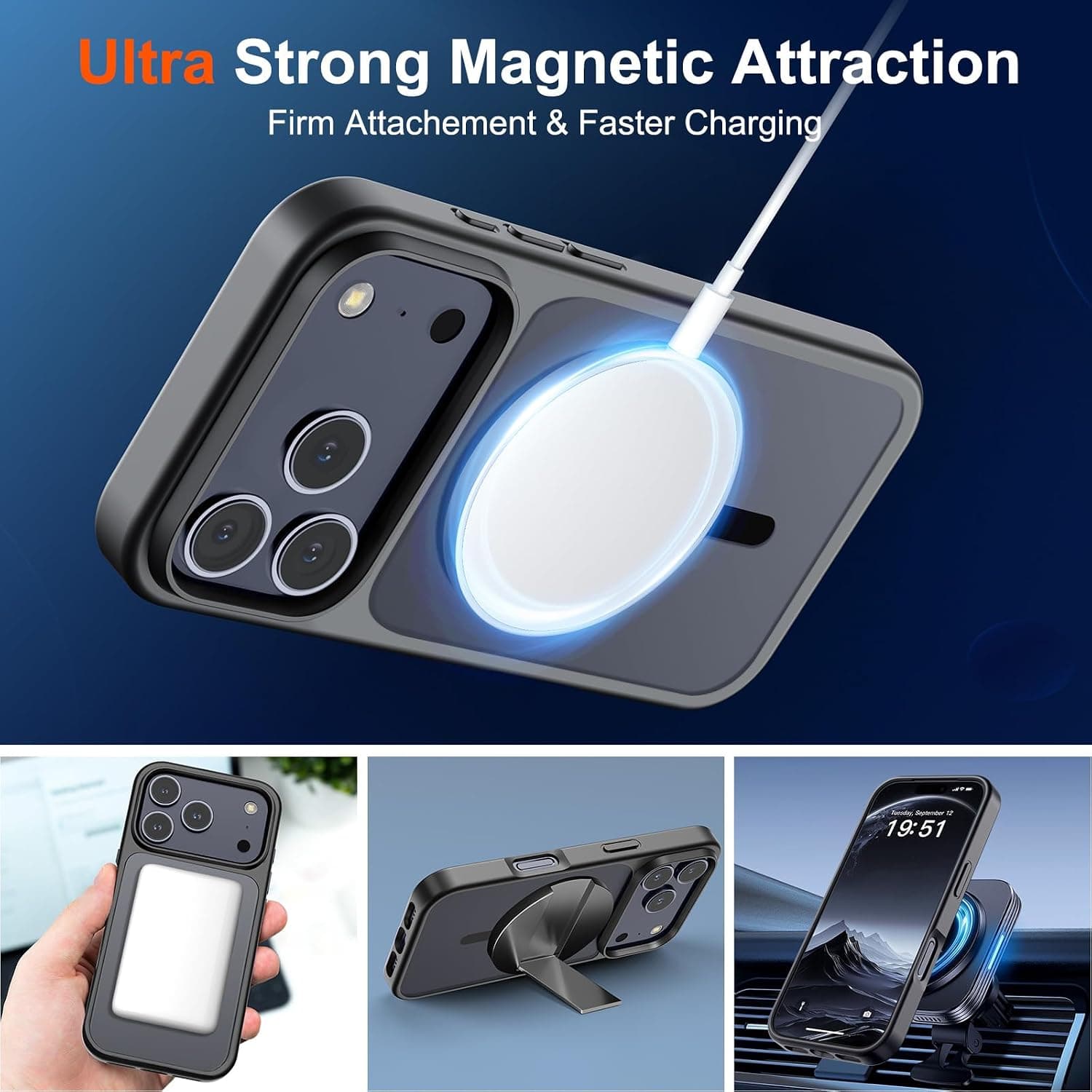 SUPFINE Magnetic Phone Case for iPhone 18 Pro Max and iPhone 17 Pro Max in Black Featuring Wireless Charging Compatibility and Slim Profile — 5 of 5
