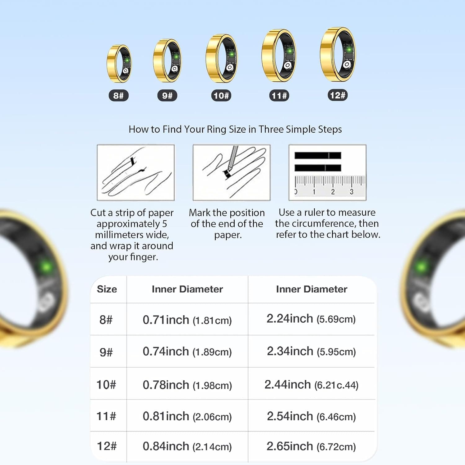 Smart Fitness and Sleep Tracking Ring with Continuous Health Monitoring, Step Counter, Heart Rate Sensor, Sleep Analysis and Long Battery Life — 3 of 5
