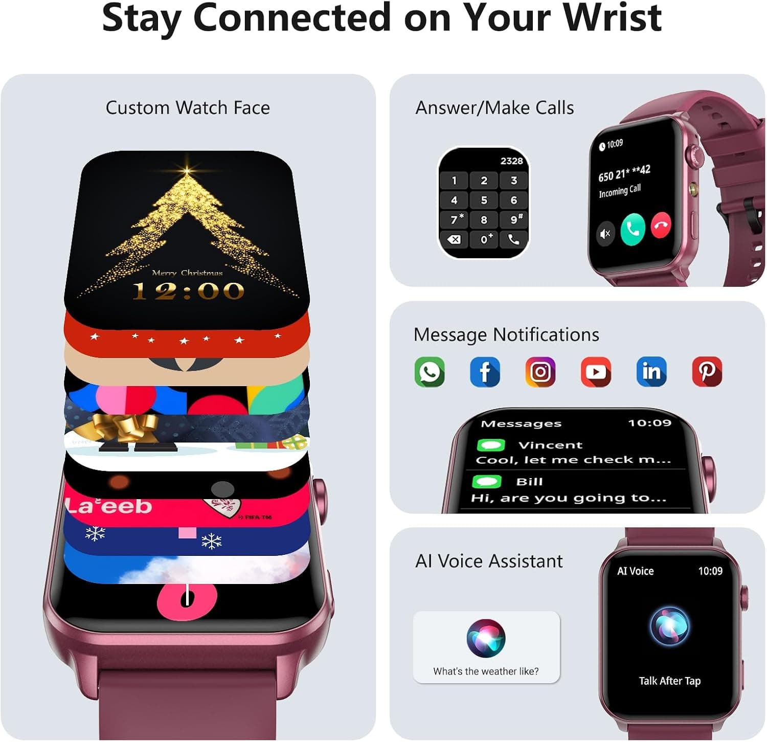Smart Watch For Women Men with 1.91 Inch HD Screen Fitness Tracker, LED Flashlight, 100+ Sport Modes, Heart Rate Sleep Monitoring and IP68 Waterproof — 3 of 5