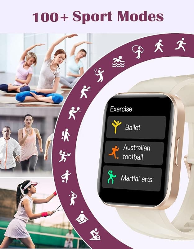RUIMEN Smart Watch for Men and Women in Off-White with Bluetooth Calling Capabilities and Comprehensive All-Day Fitness Tracker Features — 4 of 5
