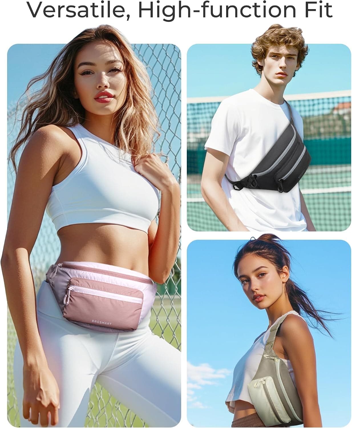 Lightweight Black Fanny Pack with Multi-Compartment Storage, Scratch-Resistant Water-Resistant Fabric, Flip-Top Quick Access and Utility Clip — 2 of 4