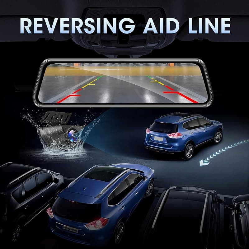 4K WiFi Rear View Mirror Camera 10 Inch Mirror Dash Cam Front and Rear with Ultra HD Recording, Night Vision and Loop Recording — 4 of 5