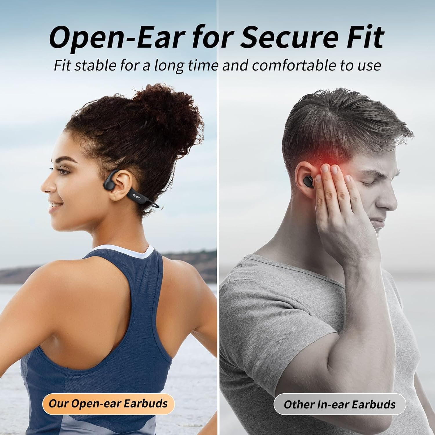 Bone Conduction Bluetooth Headphones Featuring Open-Ear Design, Sweat-Resistant Construction, Lightweight Frame and Long Battery Life — 4 of 5