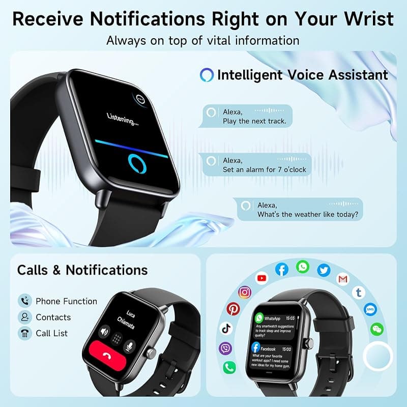 Smart Watches for Men Women with Alexa Built-in, 1.8-Inch HD Display, Heart Rate, SpO2, Sleep and Stress Tracking, Bluetooth Calls and 101+ Sports — 2 of 5