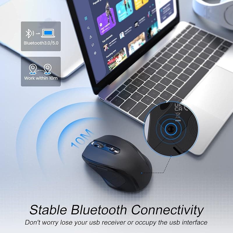HOTWEEMS Wireless Mouse Bluetooth Ergonomic Computer Mouse with 2400 DPI, Smooth Tracking, Silent Clicks and Long Battery Life for Daily Work — 2 of 5