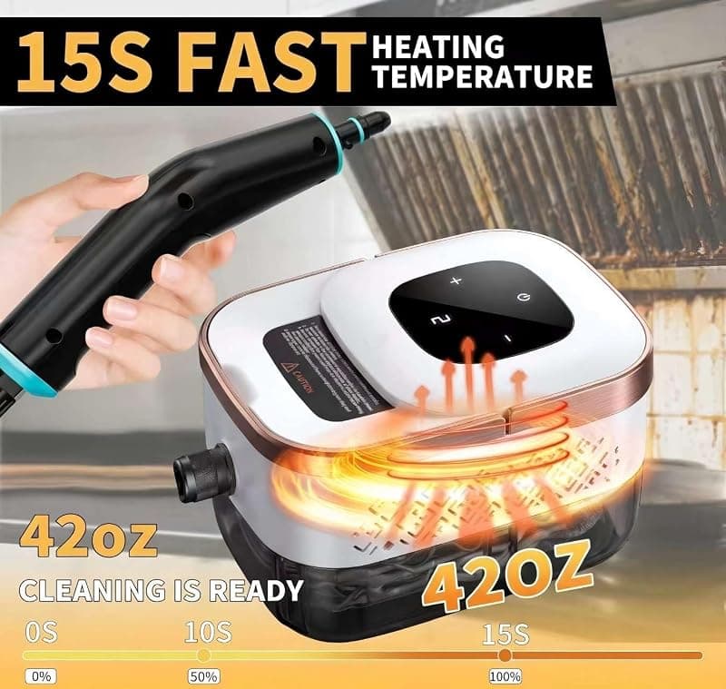 1500W High-Temperature Steam Cleaner with 6 Steam Levels, 42oz Water Tank, 11 Included Accessories for Tile, Kitchen, Bathroom and Car Cleaning — 3 of 5