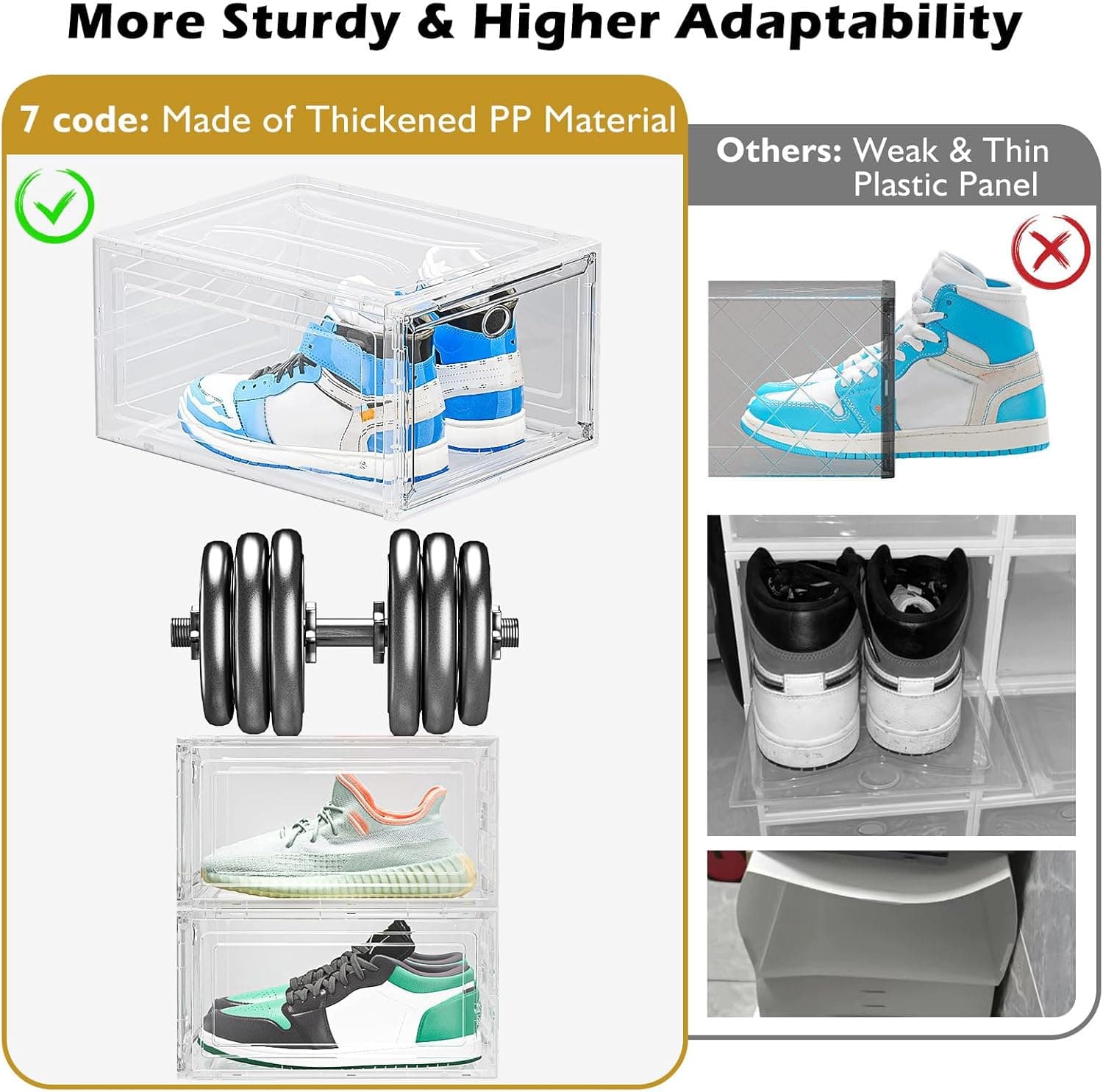 Large Thick Clear Shoe Organizer with Magnetic Door and Stackable Shoe Storage Box Design for Closet Organization and Dust-Free Sneaker Display — 5 of 5