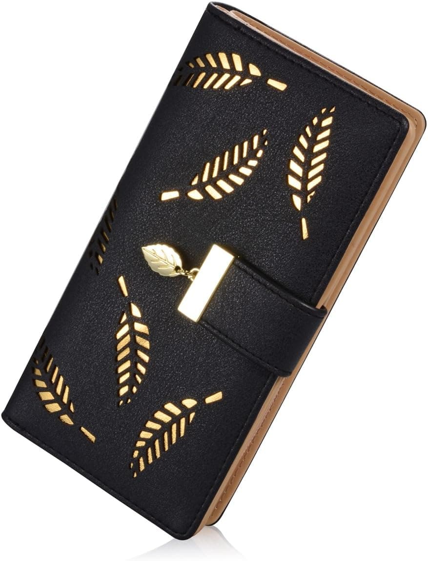 Sweet Cute Chocolate Women's Long Leaf Bifold Wallet Leather Card Holder Purse with Zipper Buckle and Elegant Clutch Design for Everyday Use — 1 of 5