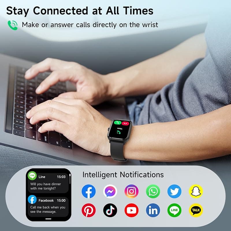 Smart Watches for Men Women with Alexa Built-in, 1.8-Inch HD Display, Heart Rate, SpO2, Sleep and Stress Tracking, Bluetooth Calls and 101+ Sports — 5 of 5