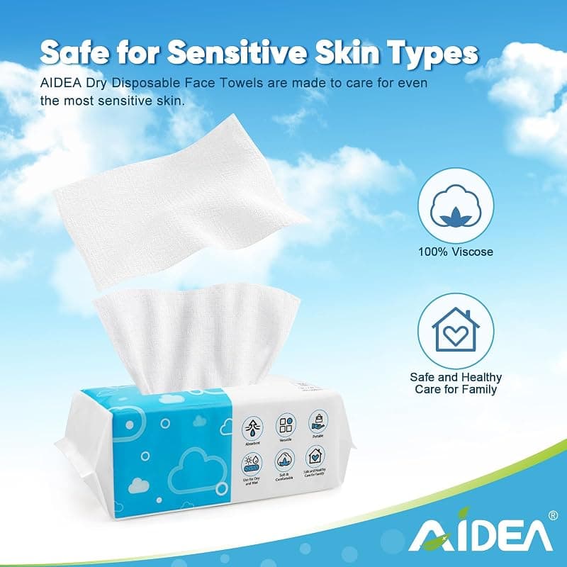 AlDEA Disposable Face Towels 100Ct Pack for Sensitive Skin with Soft Gentle Texture and Ultra-Absorbent Daily Cleansing Performance — 2 of 5