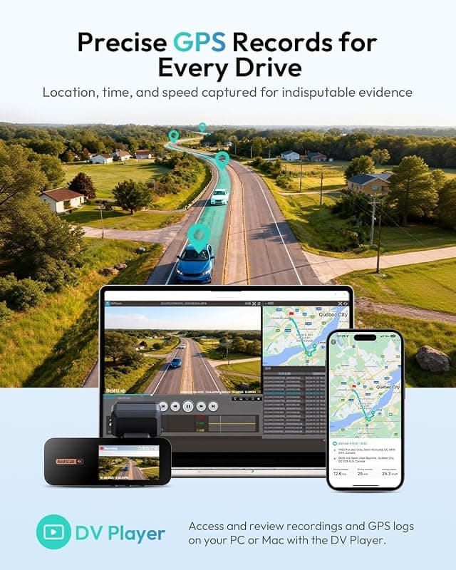 BOTSLAB G980H 4K STARVIS Dash Cam Front and Rear with 64GB Card, 2026 Upgraded Ultra HD Recording, Night Vision and Wide-Angle Lens Protection — 5 of 5