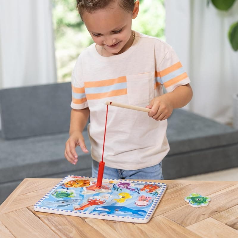 Melissa & Doug Magnetic Wooden Fishing Game and Puzzle with Colorful Wooden Ocean Animal Magnets and Hand-Eye Coordination Skill Development — 2 of 5