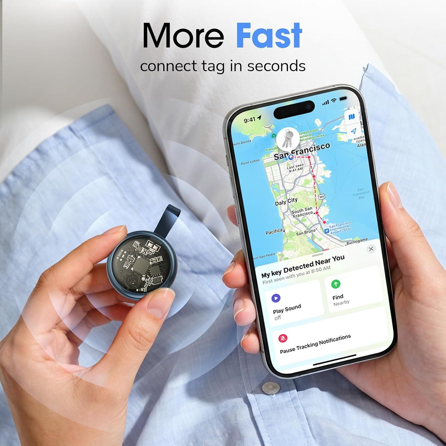 Air Tracker Tags 4-Pack iOS and Android Compatible Bluetooth Finders with 60-Meter Range, IP67 Waterproof Design and Left Behind Reminders — 4 of 5