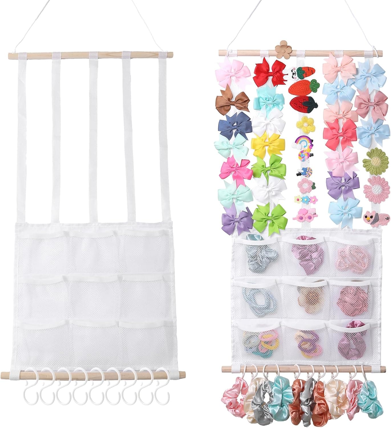 Hair Headband and Bow Organizer with Large Storage Capacity, Visible Mesh Pockets for Classification, Premium Quality Materials and Easy Installation — 1 of 5