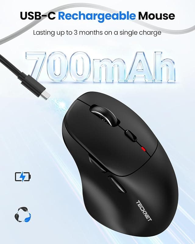 Wireless Bluetooth Mouse in Black with Silent Click Buttons and Rechargeable Battery for Quiet and Convenient Daily Computing — 4 of 5