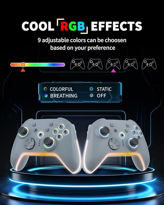 Bcofo Wireless Mobile Game Controller for iPhone, Android, Switch and PC with Hall Effect Triggers, RGB LED Lighting, 6-Axis Gyro, Turbo and Phone — 2 of 5