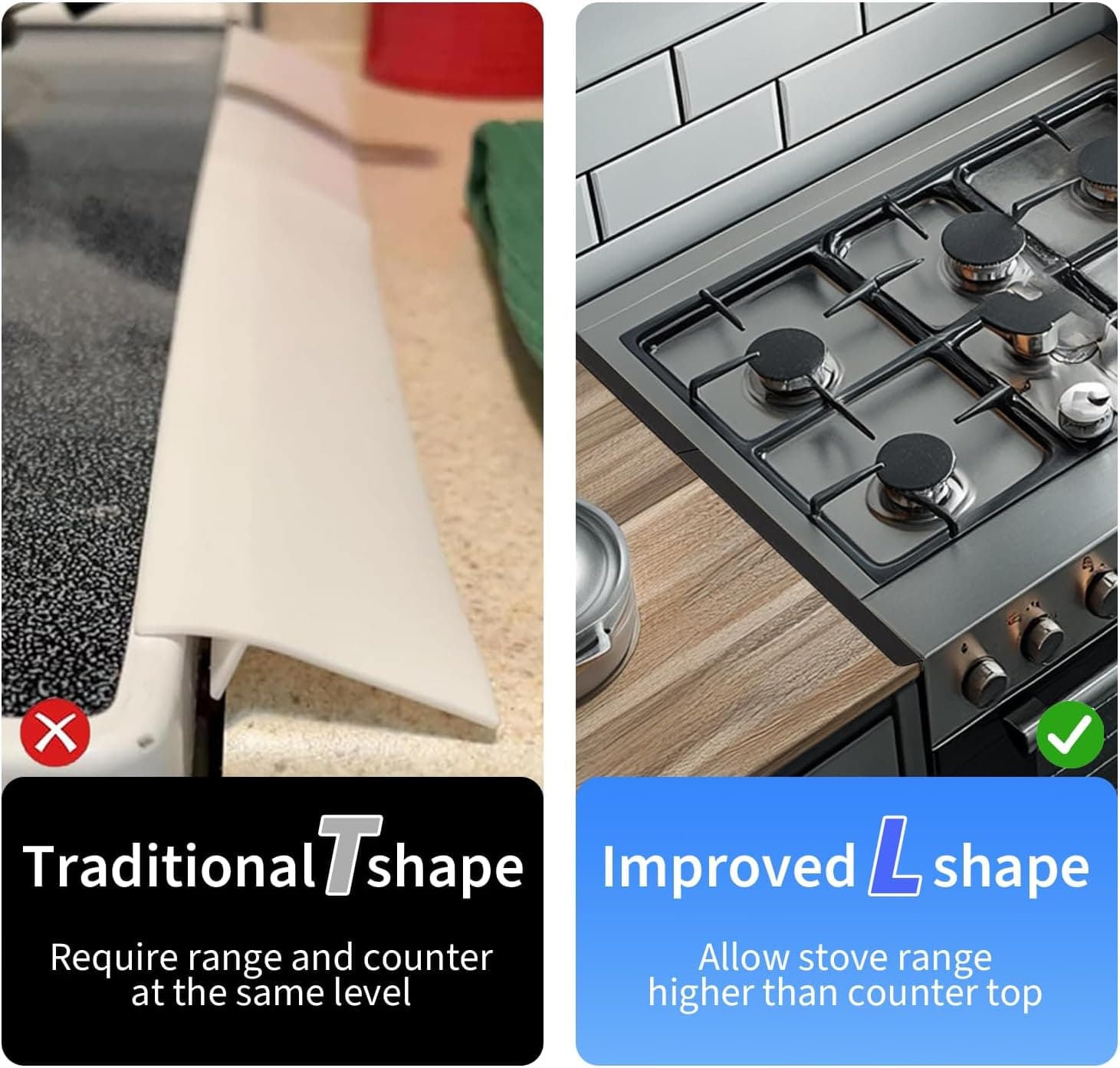 Stainless Steel Stove Gap Cover 2 Pack Heat Resistant Kitchen Counter Guard Easy Clean Gap Filler for Oven Range and Countertop Protection — 4 of 5
