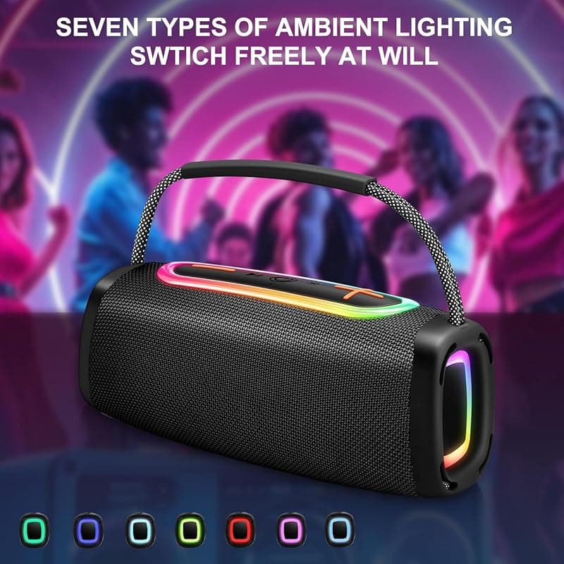2026 Outdoor Bluetooth BT5.4 Speaker with 75W Loud Sound, IPX7 Waterproof, 40-Hour Playtime, Deep Bass, 6000mAh Battery and RGB Light Show Black — 2 of 5