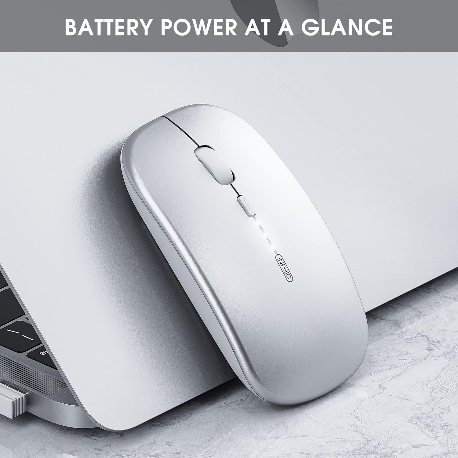 Rechargeable Wireless Bluetooth Tri-Mode Computer Mouse with Ergonomic Grip, Silent Clicking, Adjustable DPI Settings and Multi-Device Compatibility — 4 of 5