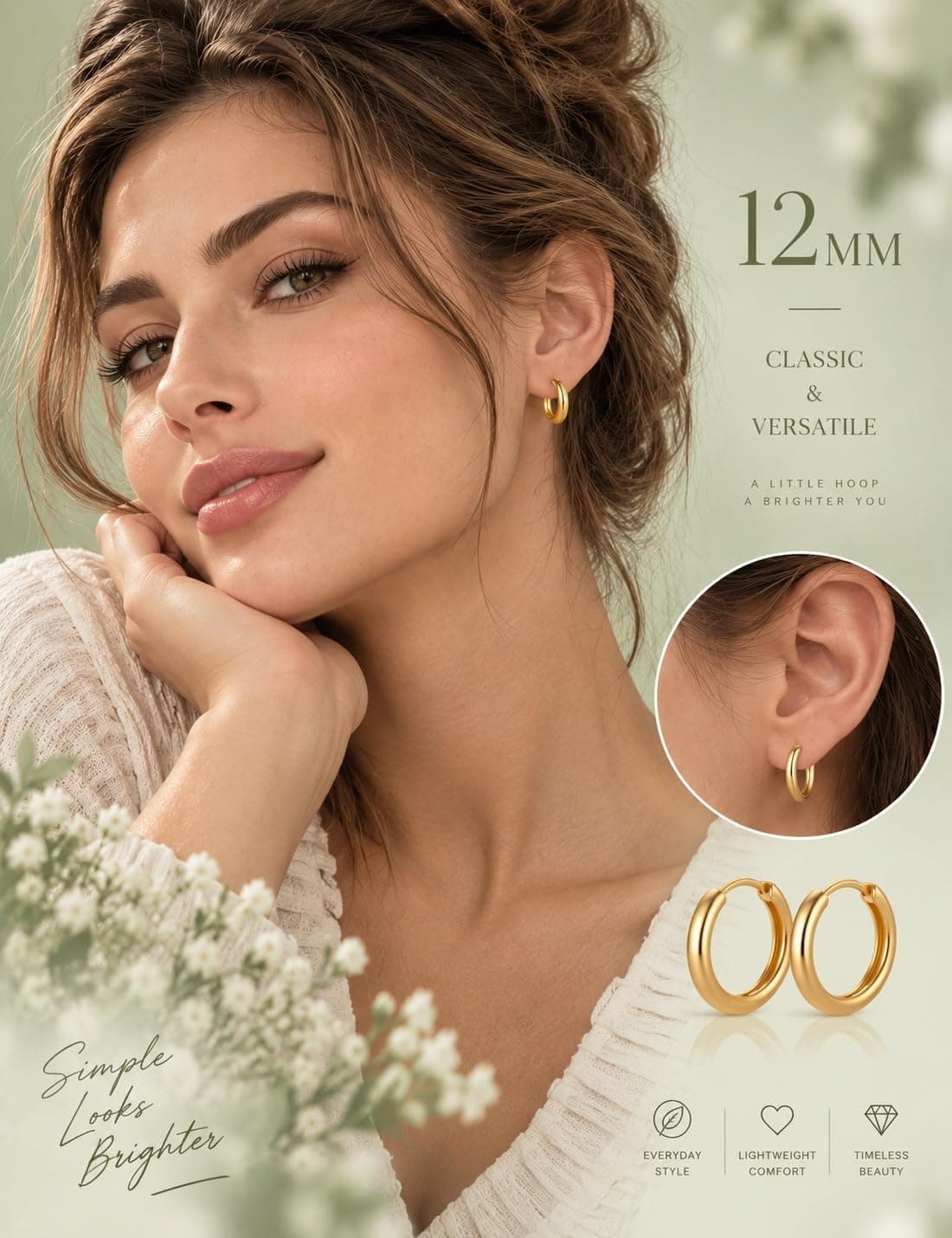 9 Pairs Small Gold and Silver Hoop Earrings Set for Women Featuring Lightweight Design, Hypoallergenic Metal and Versatile Everyday Everyday Style — 3 of 5