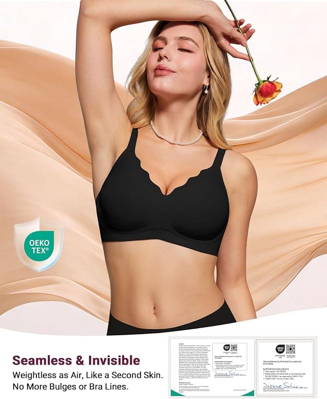 As Fairy Wireless Bras for Women Jelly Push Up Scalloped Bra Black 34C with Comfortable Support, Seamless Design and Everyday Wearable Fit — 5 of 5