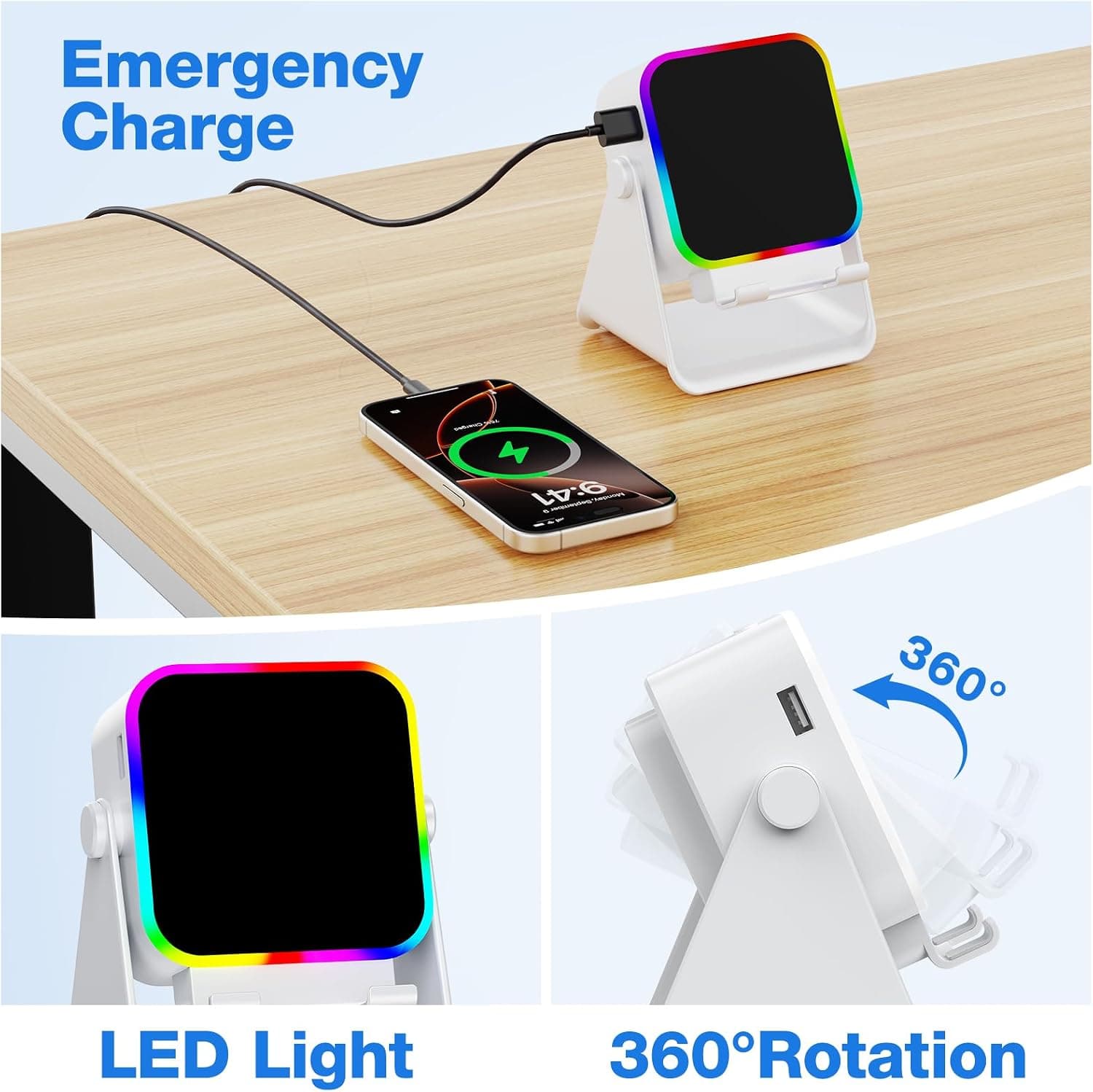 Wireless Induction Bluetooth Speaker with Stand Featuring Hands-Free Audio Playback and Universal Smartphone Compatibility for Desk and Home Use — 3 of 4
