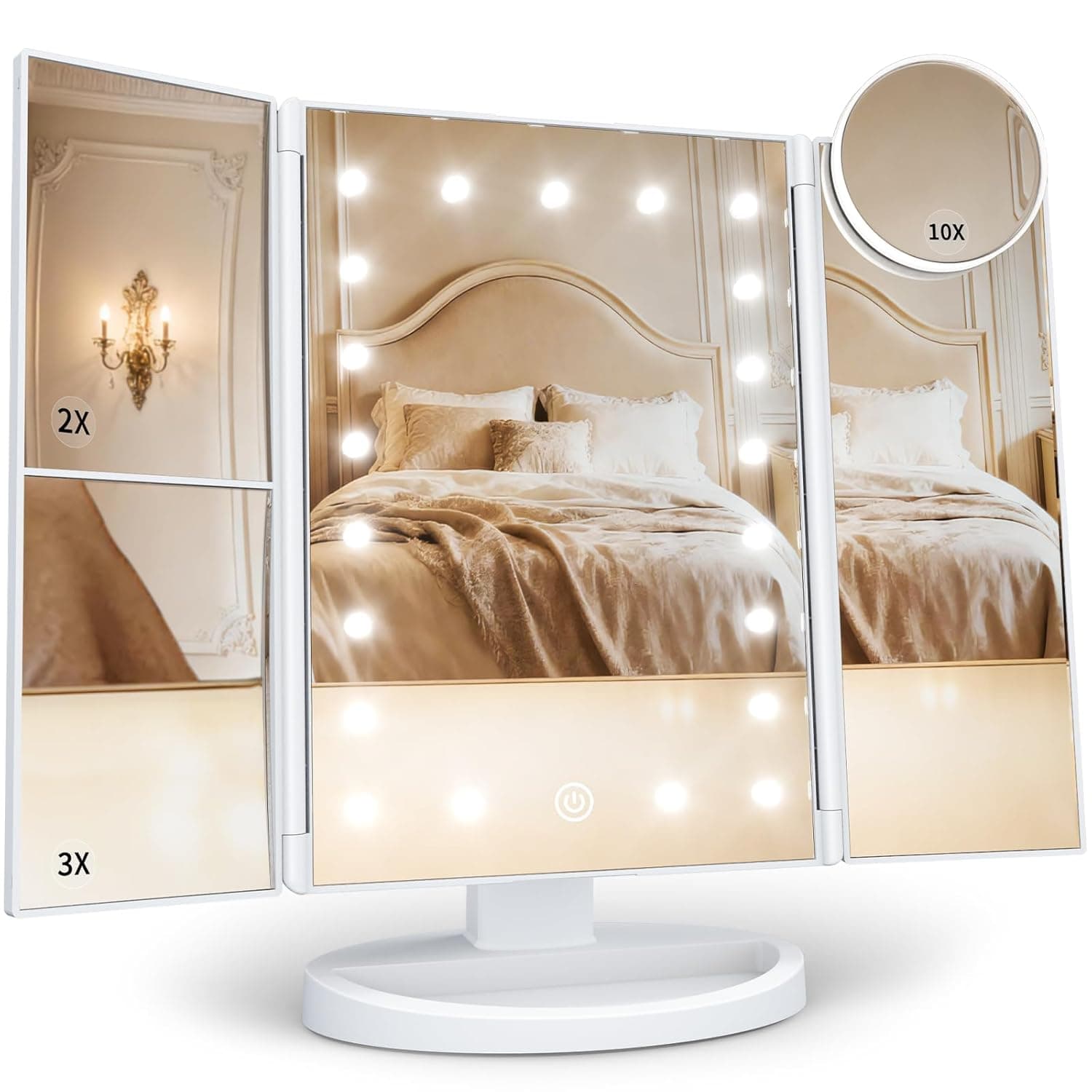 HUONUL Trifold Makeup Mirror with Adjustable LED Lights — 1 of 5