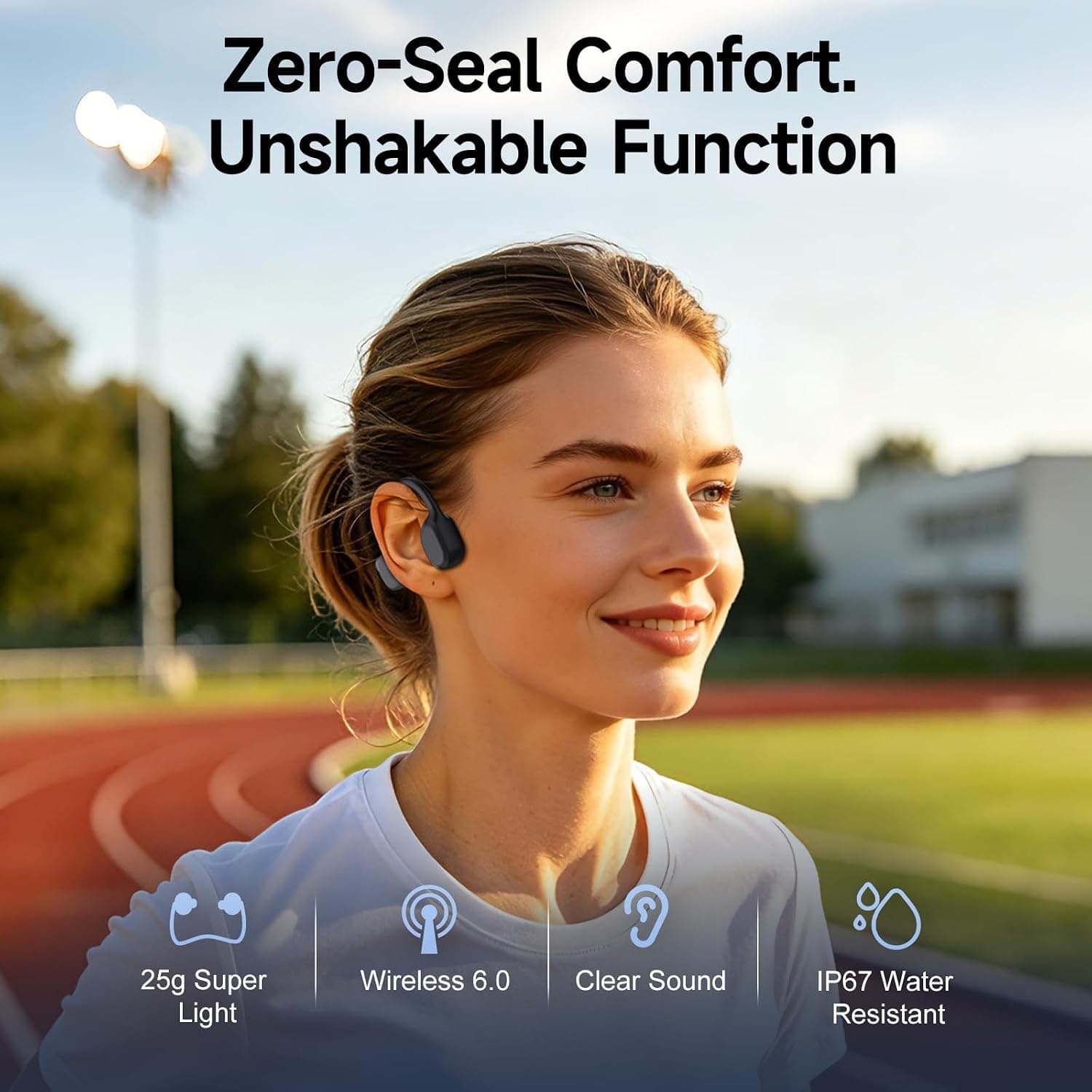 Niecase Bone Conduction Headphones with Bluetooth 6.0 Wireless Technology and IP67 Waterproof Rating for Sports and Workout Sessions — 2 of 5