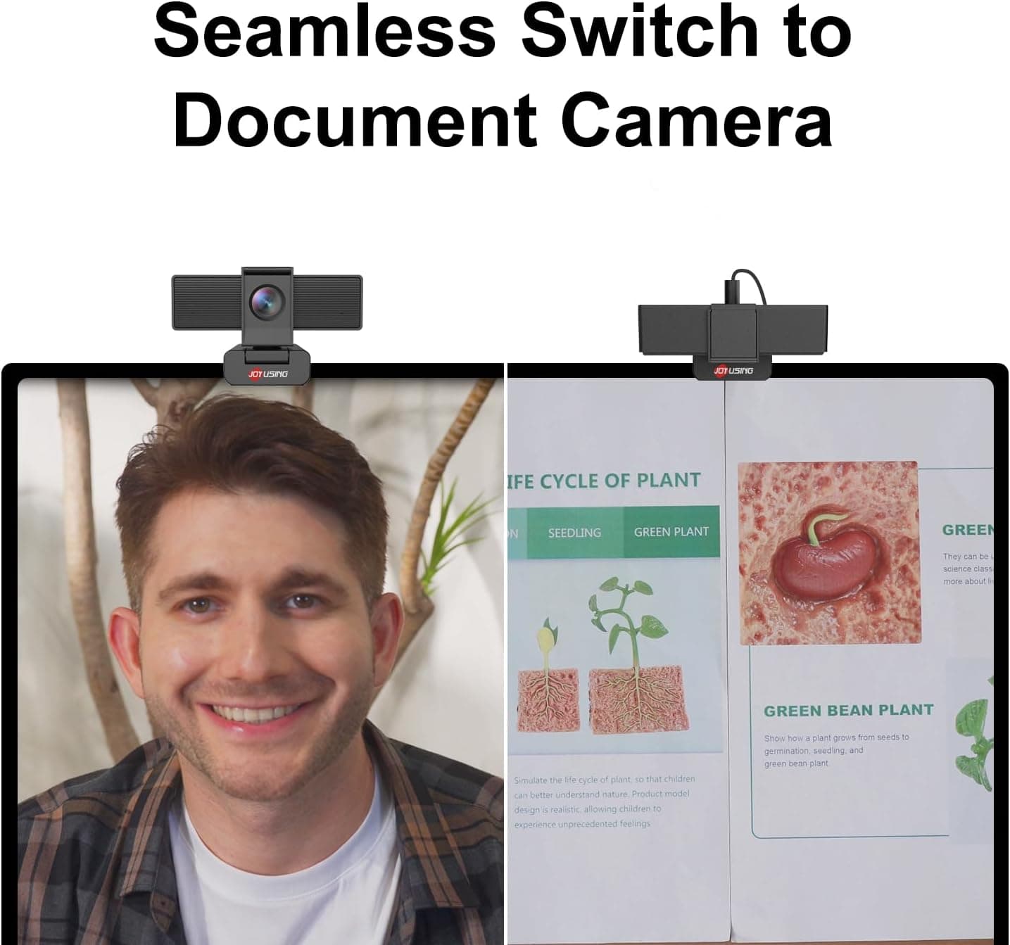 JOYUSING Flip600S 4K Webcam for PC Ultra HD with Tripod PDAF Autofocus Noise-Cancelling Mics 79° FOV Auto Light Correction and Privacy Cover — 3 of 5