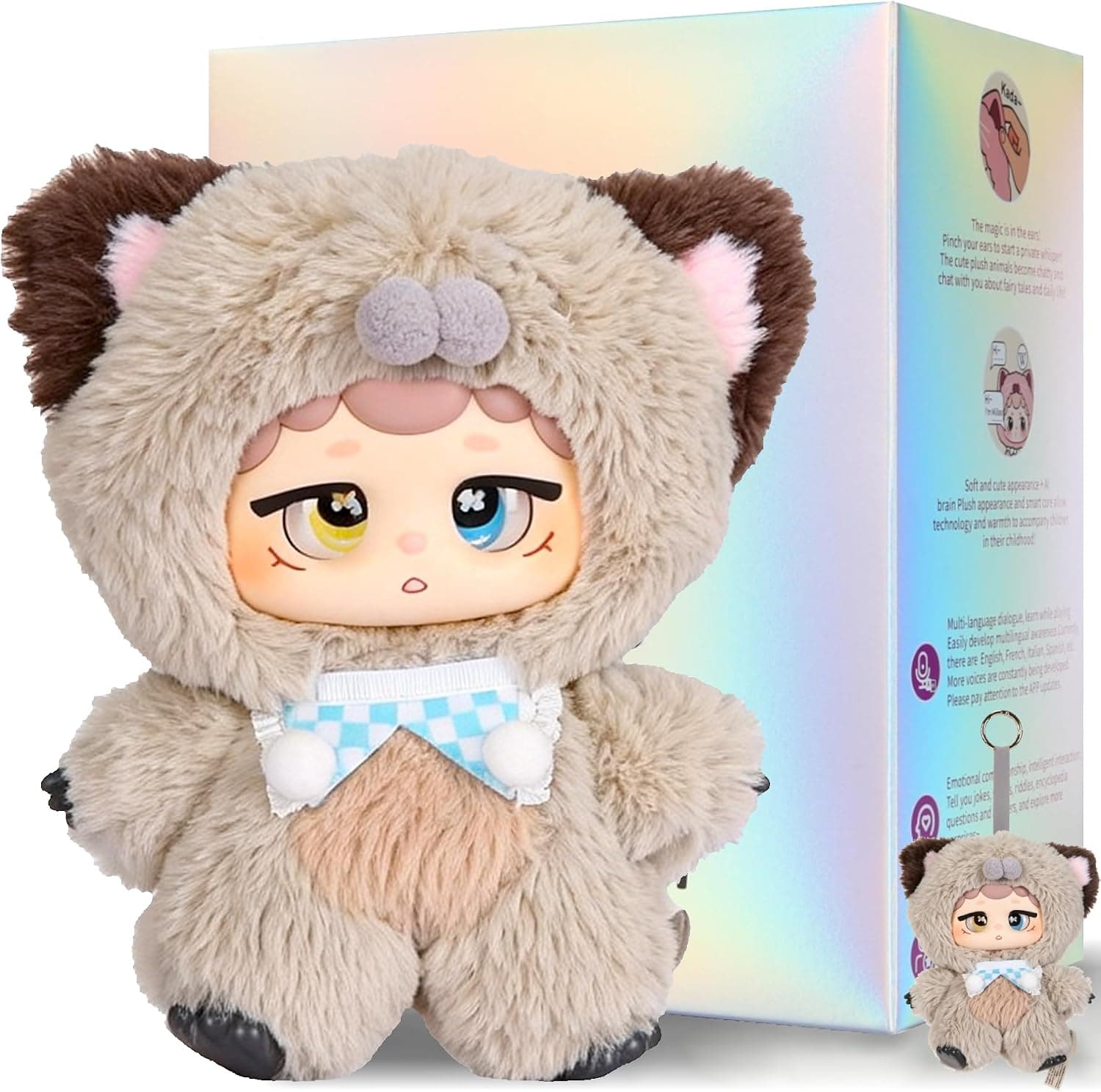 AI-Powered Plush Interactive Toy Mini Communicatible Companion Bauble with Multiple Languages Switchable, Rechargeable Doll Plaything for Kids