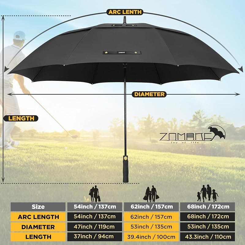 ZOMAKE Golf Umbrella Large Windproof Heavy Duty Umbrellas 54 Inch Canopy with Automatic Open and Sturdy Fiberglass Frame Construction — 2 of 5