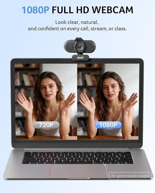 Acer A610 1080p Webcam for PC with Built-In Microphones Computer Camera for Meeting Video Calling and Streaming Performance — 2 of 5