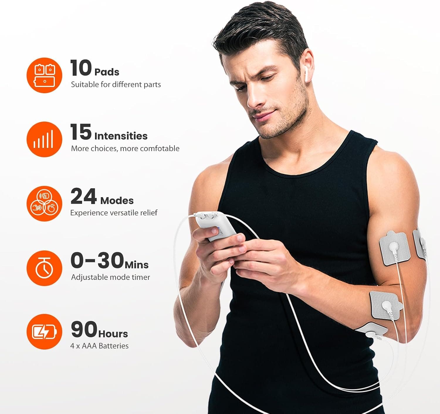 iHealth Dual-Channel TENS Unit Stimulator with 24 Modes, 90-Hour Battery, Adjustable Intensity Levels and Portable Relief Design — 3 of 5