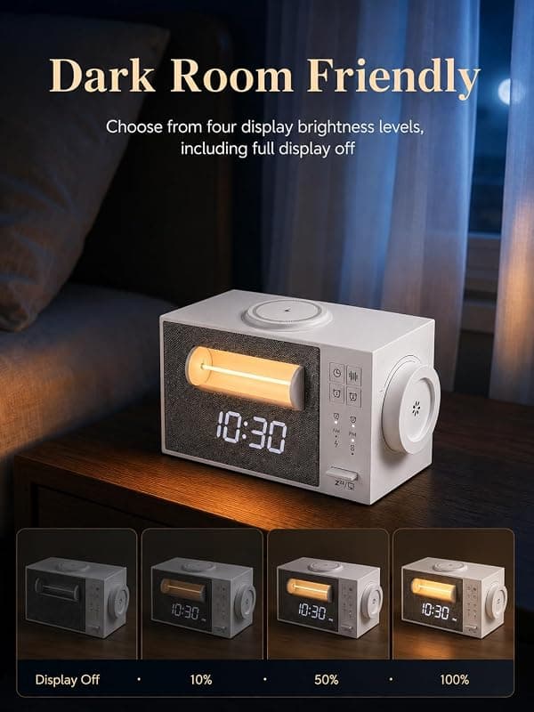 Sunrise Alarm Clock with Sound Machine Wake Up Light Wireless Charger Bluetooth Speaker Natural Sleep Aid and Dual Alarms for Heavy Sleepers — 4 of 5
