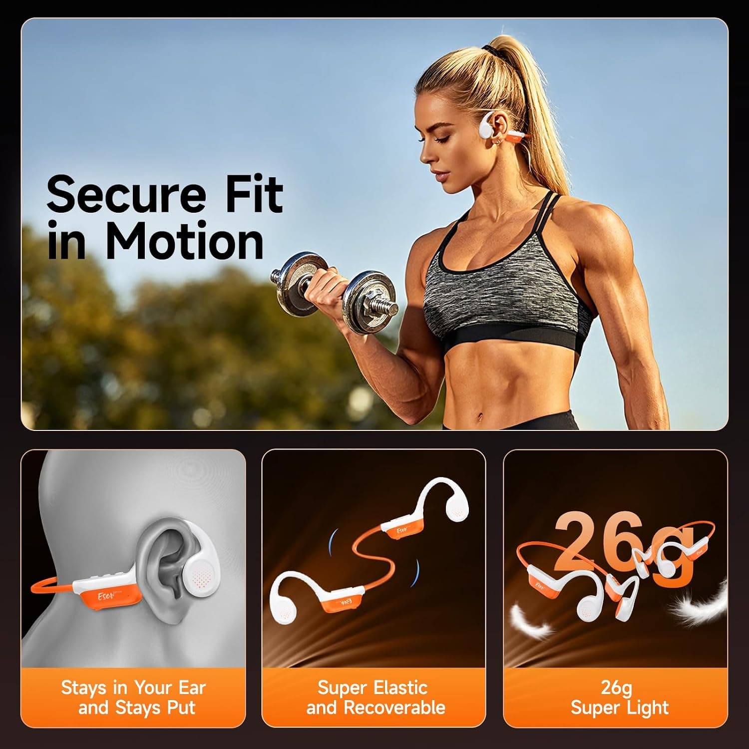 Bone Conduction Headphones with Bluetooth 6.0 Technology and IPX7 Waterproof Rating for Sports, Workouts and Everyday Outdoor Activities — 5 of 5