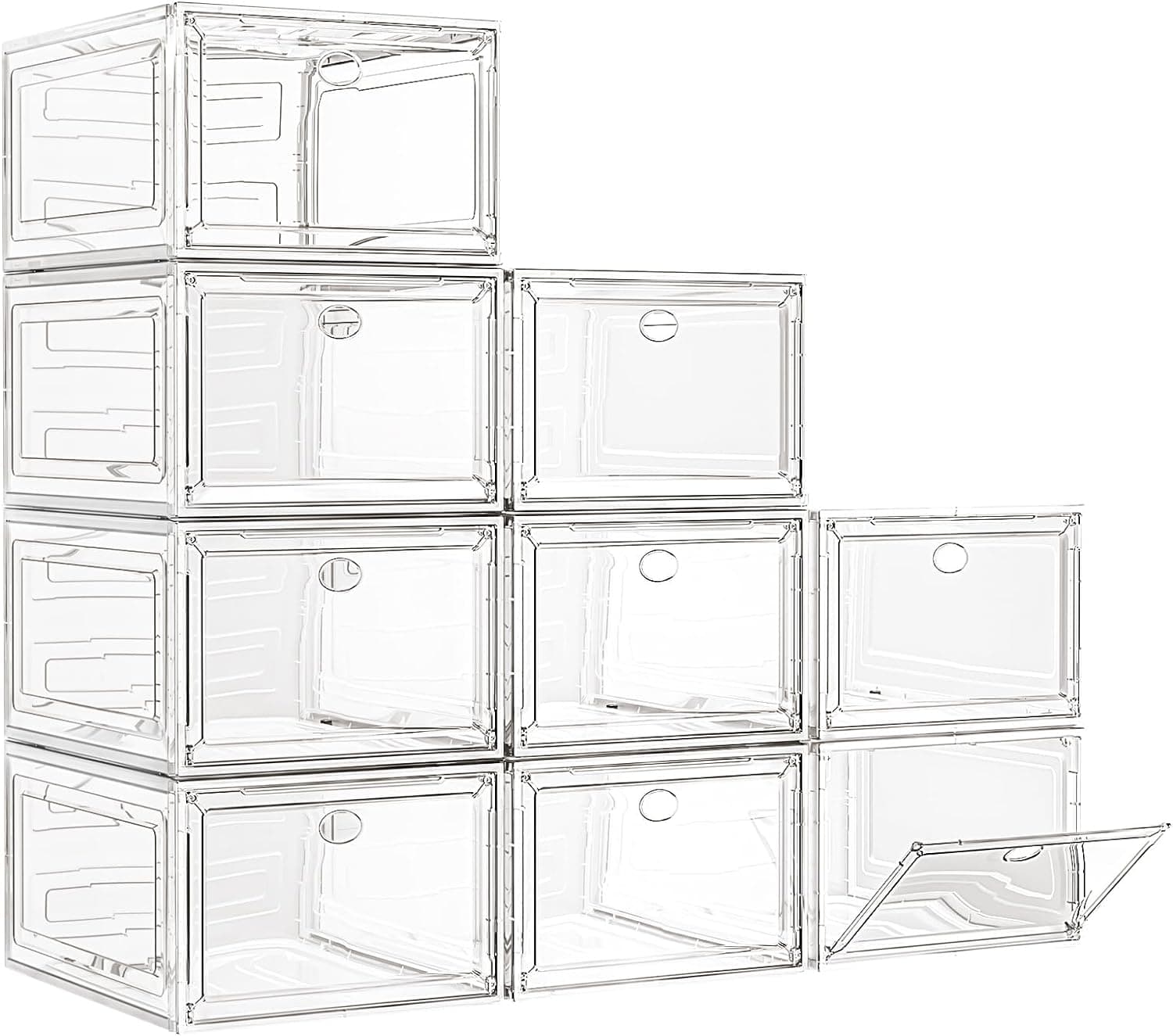 Large Thick Clear Shoe Organizer with Magnetic Door and Stackable Shoe Storage Box Design for Closet Organization and Dust-Free Sneaker Display — 1 of 5