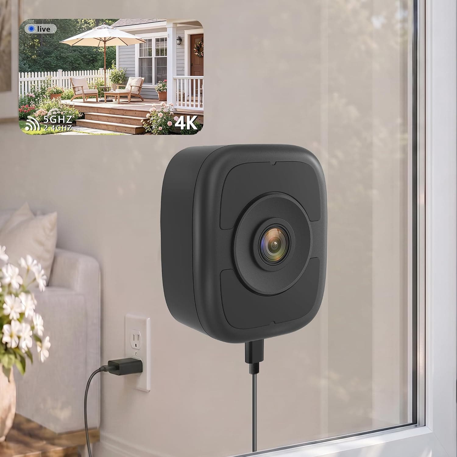 abetap 8MP 4K Window Camera with Magnetic Mount and 32GB SD Card Included for Easy Installation, High-Resolution Video Recording and Wide-Angle View — 1 of 5