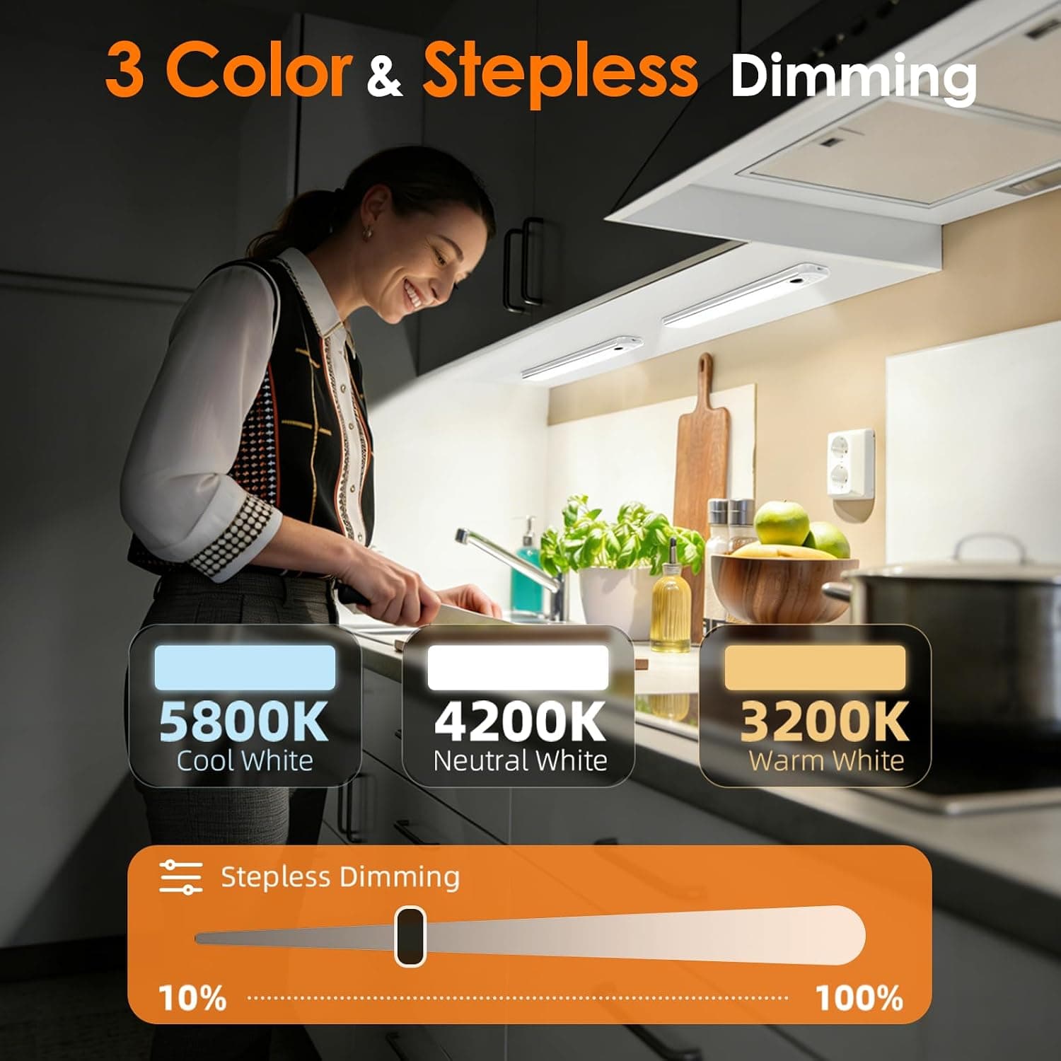 8.5 Inch Wireless Motion Sensor Under-Cabinet Light with Rechargeable Battery, LED Illumination, Easy Installation and Auto On-Off Feature — 2 of 4
