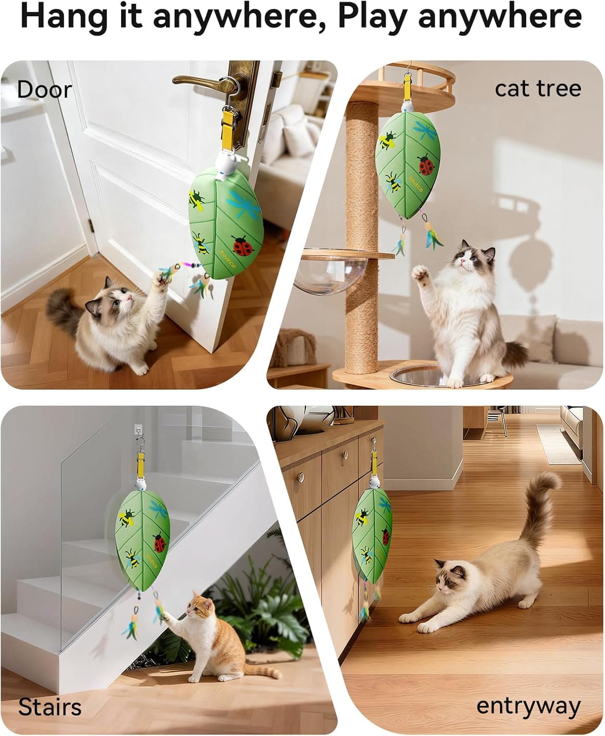 Interactive Automatic Feather & Mouse Door Hanging Cat Toy with Adjustable Stretch Cord, Engaging Motion and Safe Indoor Play for Cats — 4 of 5