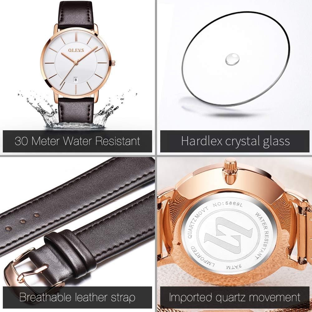 OLEVS Gold Watches for Women Luxury Dress Analog Lady Watch with Stainless Steel Strap, Waterproof Construction, and Luminous Elegant Dial — 3 of 5