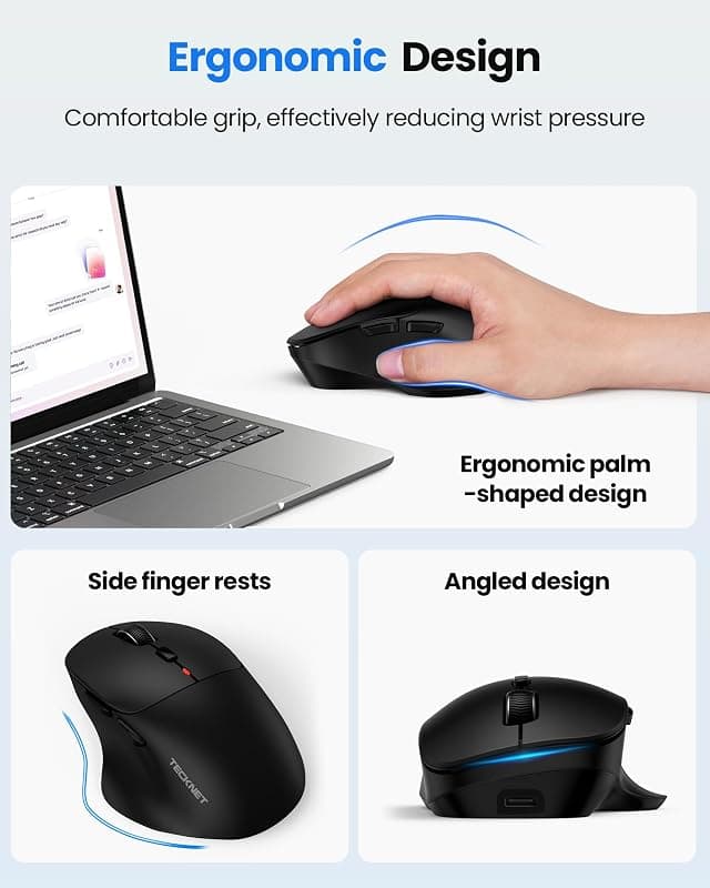 Wireless Bluetooth Mouse in Black with Silent Click Buttons and Rechargeable Battery for Quiet and Convenient Daily Computing — 3 of 5