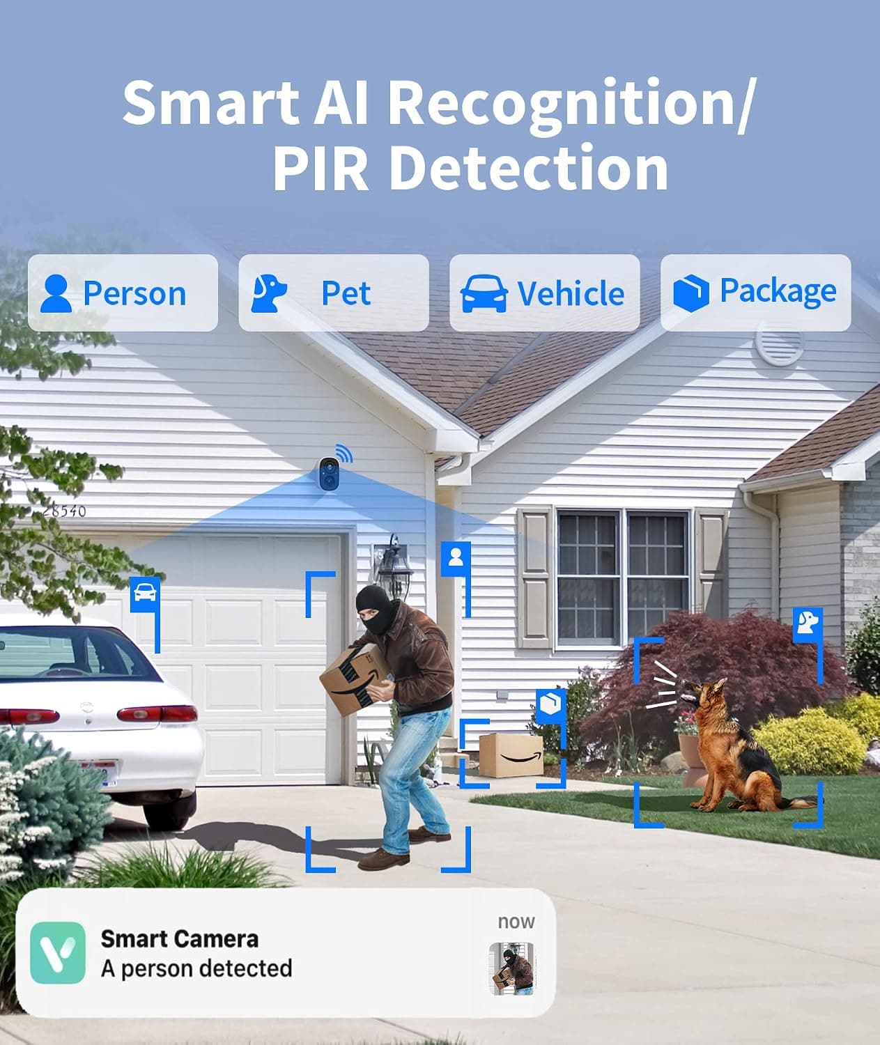 2K Wireless Outdoor Security Camera with 3MP Lens, Full-Color Night Vision, AI Human Detection, Two-Way Talk and 3-5 Month Rechargeable Battery — 5 of 5