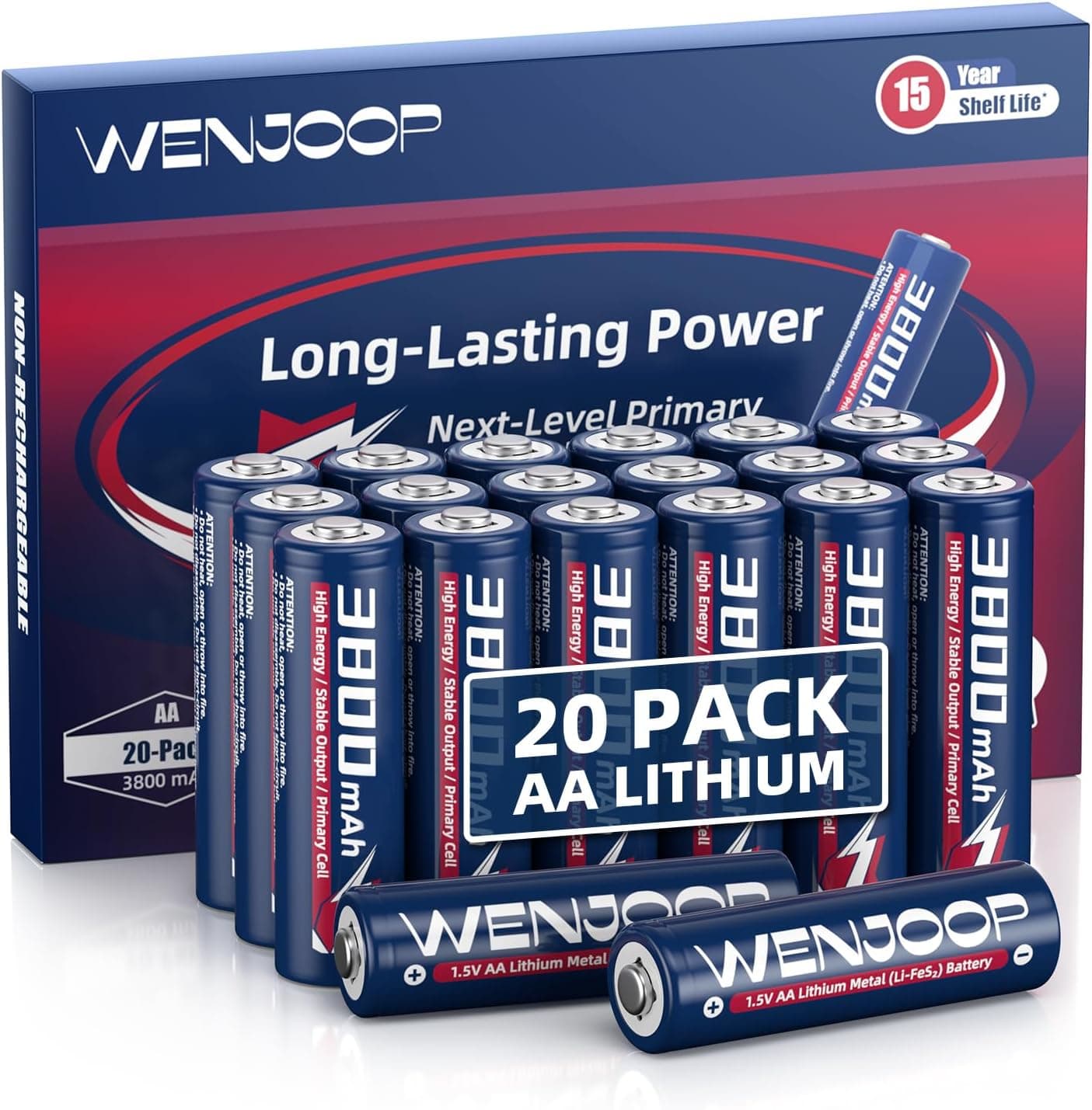 AA 3800mAh 1.5V Lithium Metal Batteries 20 Pack with High Capacity, Long-Lasting Power Output, Consistent Voltage and Reliable Performance — 2 of 5