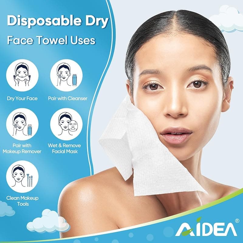 AlDEA Disposable Face Towels 100Ct Pack for Sensitive Skin with Soft Gentle Texture and Ultra-Absorbent Daily Cleansing Performance — 4 of 5