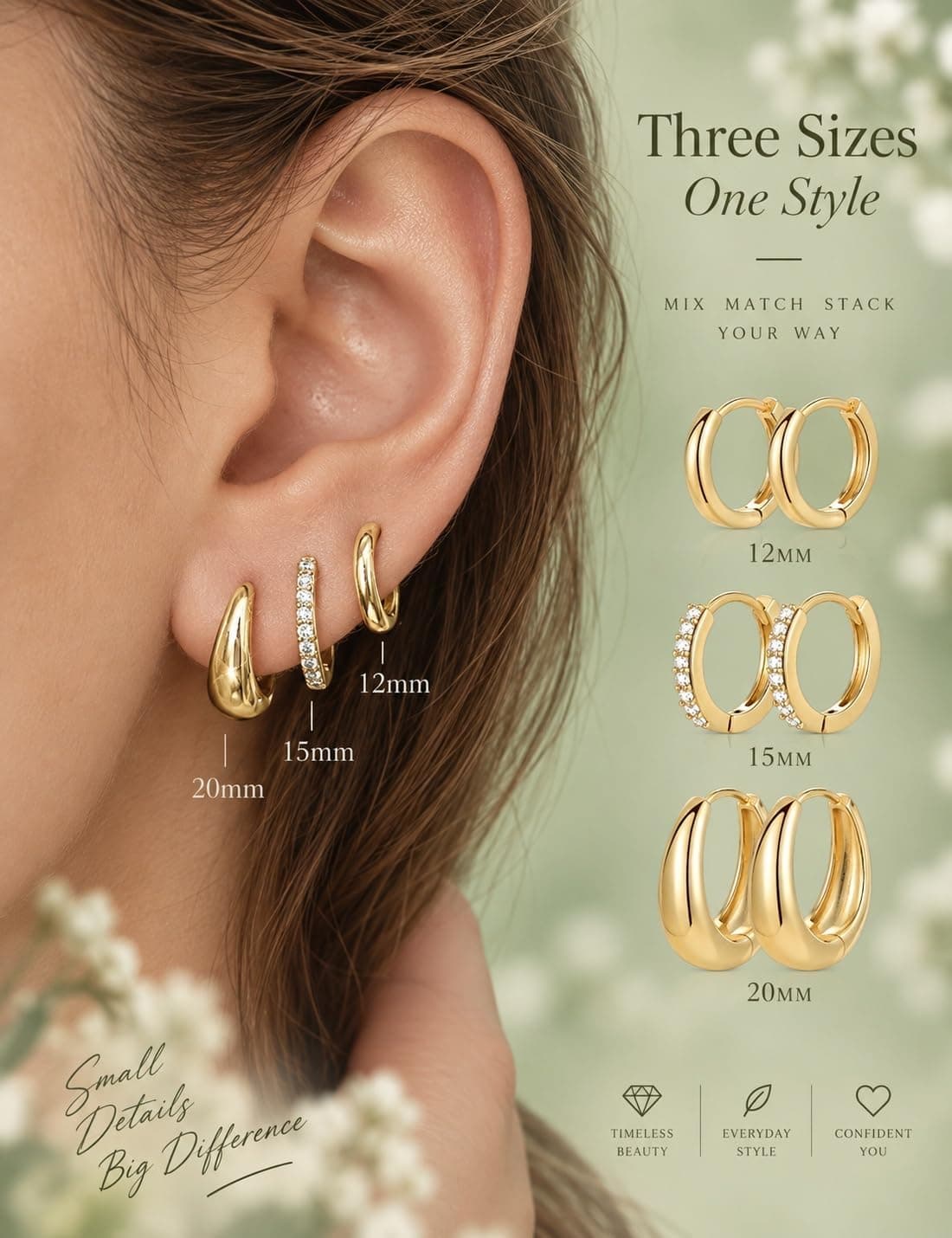 9 Pairs Small Gold and Silver Hoop Earrings Set for Women Featuring Lightweight Design, Hypoallergenic Metal and Versatile Everyday Everyday Style — 5 of 5