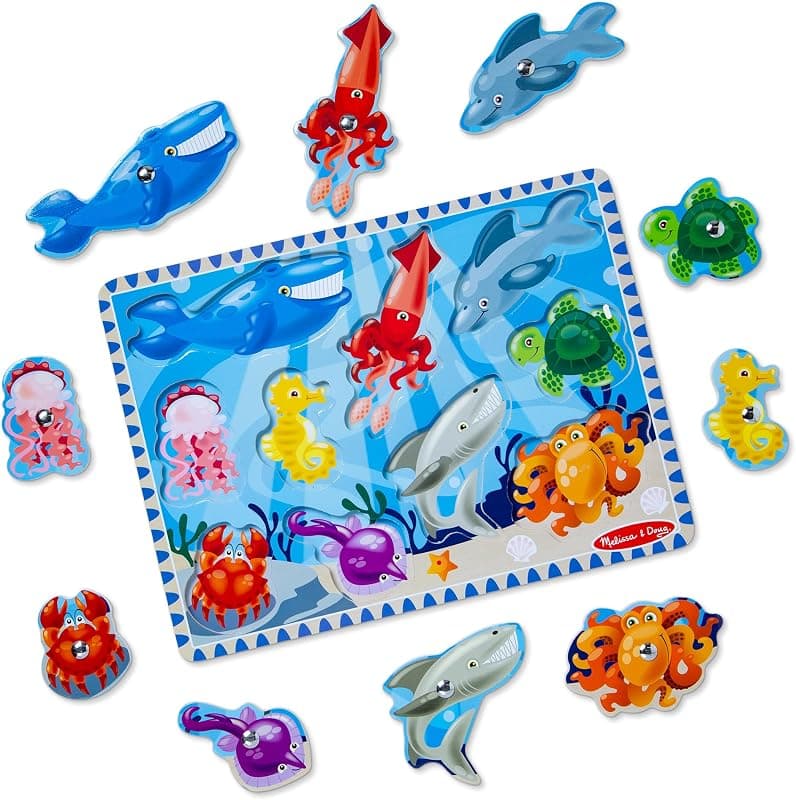 Melissa & Doug Magnetic Wooden Fishing Game and Puzzle with Colorful Wooden Ocean Animal Magnets and Hand-Eye Coordination Skill Development — 5 of 5