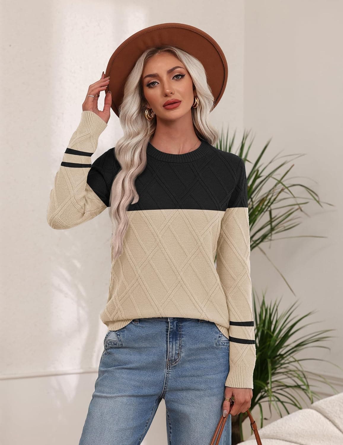 Zeagoo Women Cable Knit Sweaters Fall Winter Long Sleeve Crewneck Tops Casual Pullover Soft Warm Comfortable Everyday Wear — 2 of 5