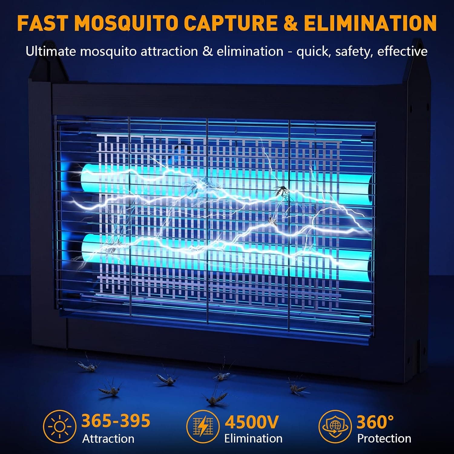 Solar Mosquito Zapper 4500V Outdoor Bug Zapper with 1/2 Acre Coverage, 4000mAh Battery, Dual Solar and USB Charging, and IPX5 Waterproof Rating — 3 of 5
